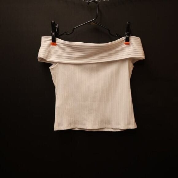 -Madewell NWT Womens Ribbed Off-the-Shoulder Top in Pristine White Size L - Picture 14 of 14